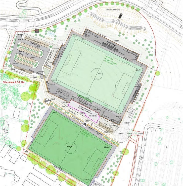 Plans for the two new pitches, including a 3,000-capacity FA-compliant football pitch, at the former Stadium for Cornwall site, which would now be known as Truro Community Sports Hub