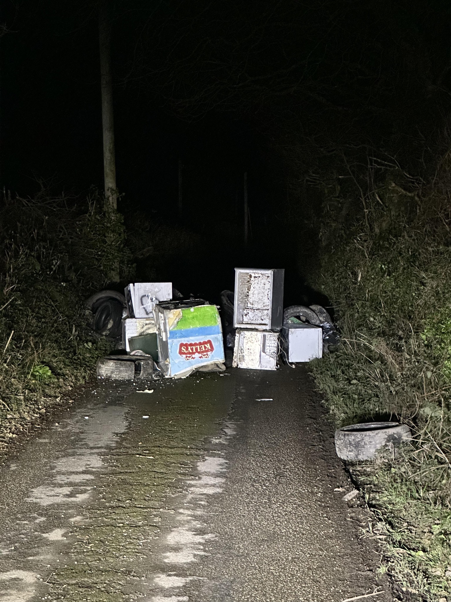 The load of commercial waste which was illegally dumped in the middle of the road near Heligan (Pic: James Mustoe)