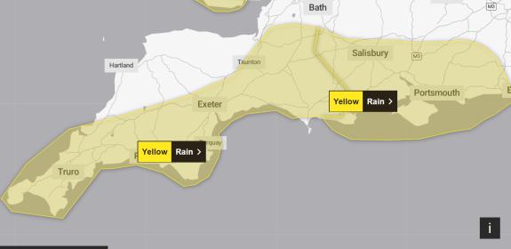 Falmouth Packet: A yellow warning for rain has been issued by The Met Office Falmouth Packet: A yellow warning for rain has been issued by The Met Office