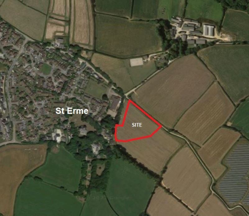 A map showing where the St Erme development would be built (Google Maps / Trewin Design Architects)