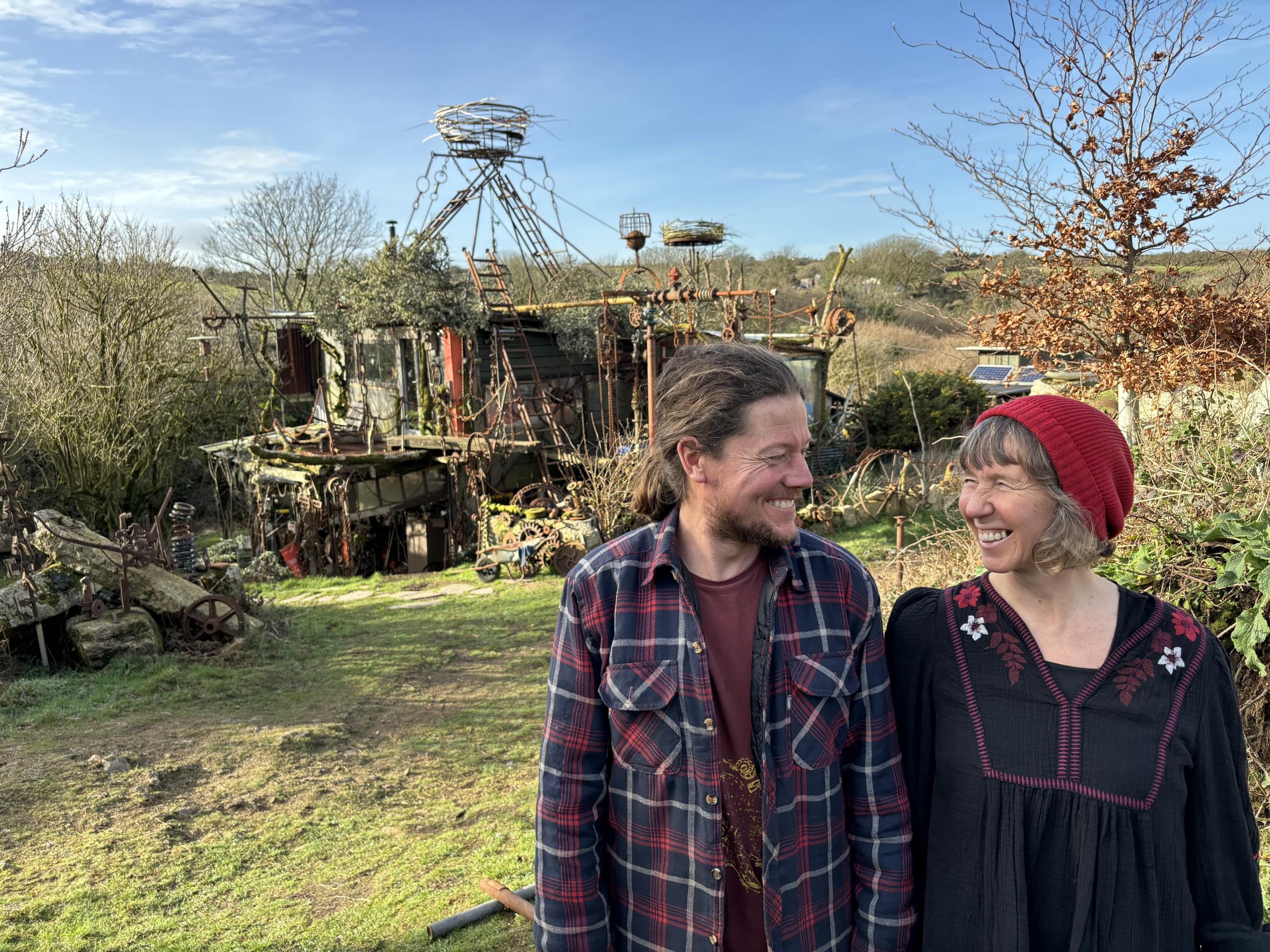 Rob Higgs and Sophie Miller outside their workshop and home at Trevone Quarry (Pic: Lee Trewhela / LDRS)