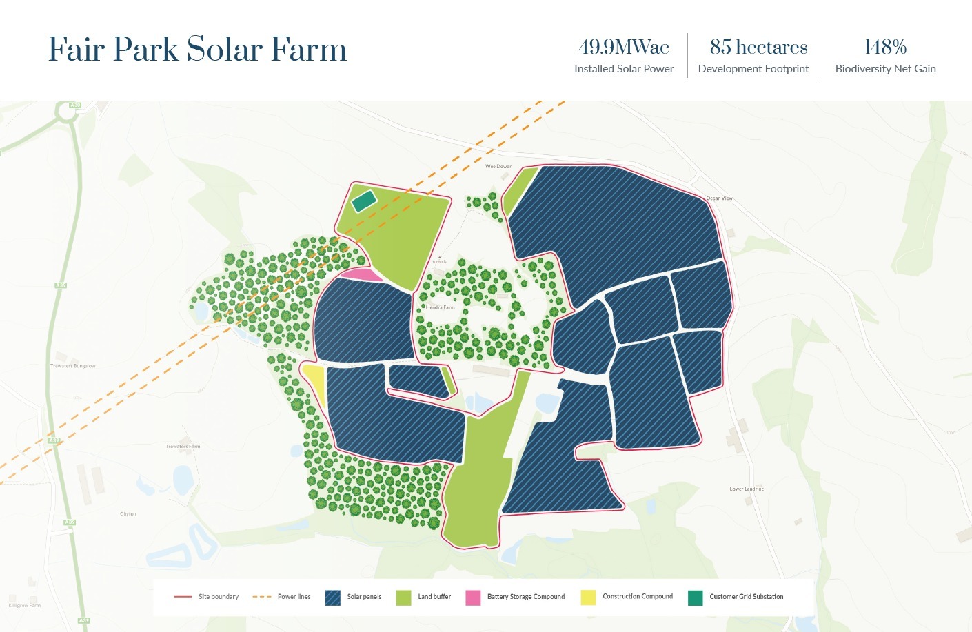 A plan showing the extent of the Fairpark solar park (Pic: Downing Renewable Developments LLP)