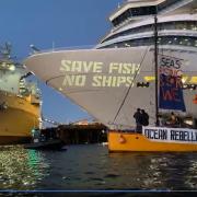 ENVIRONMENTAL action group Ocean Rebellion have been targeting the ship moored in Falmouth Docks housing G7 police officers this evening.