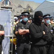 Protestors confront and insult G7 police in Kill the Bill protest. All pictures Paul Armstrong.