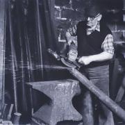 Joe Gainey, as he's like ot be remembered, hard at work in his blacksmith's shop