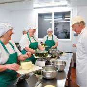 Prince Charles meets the team at Lynher Dairies at Ponsanooth, makers of Cornish Yarg  Picture: PA Wire/PA Images
