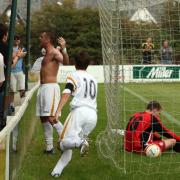 The celebration that earned Stewart Yetton a yellow card
