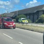 The Citroen C3 driving into two lanes of oncoming traffic at Eastern Green, Penzance  Picture: Crystal Major