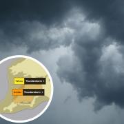 Weather warning upgraded from yellow to amber as storms sweep across Cornwall. Picture: Canva (inset: Met Office)