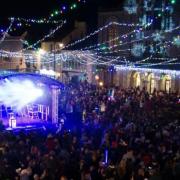 Falmouth with its Christmas lights