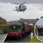 The Merlin from RNAS Culdrose delivered the wreath to Helston Railway