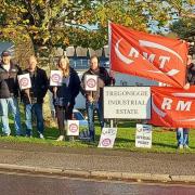 Striking drivers at Tregoniggie Industrial Estate in Falmouth