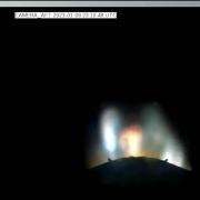 Video grab taken from the live feed of Virgin Orbit of the Virgin Orbit's LauncherOne rocket after it was launched, before the payload burned up