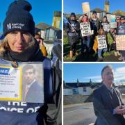Former MP Andrew George was spotted with a number of nurses who took strike action outside of the West Cornwall Hospital in Penzance this morning