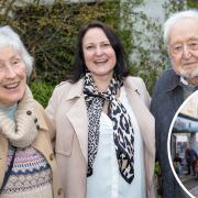 Liz O'Hagan and her husband Harry at the reopening of Falmouth Police Station's police enquiry office by Alison Hernandez (centre). Inset, community beat officer Andy Hocking who died in March 2015