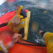 Paul Clifford & Duncan Laisney are rescued by the Jersey RNLI after their plane ditched in the sea