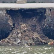 Hayle Harbour wall collapse