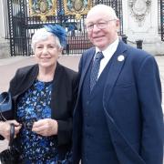 Brian Piper and his wife Connie outside Buckingham Palace