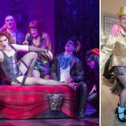 Dr Frank'N'Furter and the cast of Rocky Horror, plus two audience members from Cornwall, Sarah and Paul