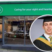 Hayden Trerise-Smith (inset) is now a qualified dispensing optician at Specsavers in Redruth