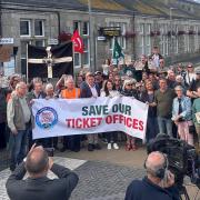 Protestors at Penzance Railway Station on Tuesday evening  Picture: Barry West