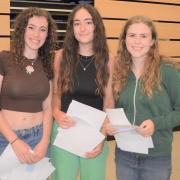 Falmouth School friends Sennen Austin-Smith, Sophie Reade and Lauren Davis, who achieved nine grade 9 GCSEs
