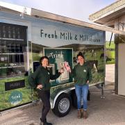 Rachel and Maddy Knowles with the new milk and milkshake vending trailer