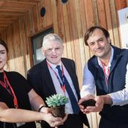 John Evans, principal and CE of The Cornwall College Group (centre) with Dan Ryan, head of higher education at the Eden Project and laboratory manager Ellie Bushnell-Crowther