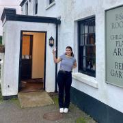 India Rogers celebrates the re-opening of the Queen's Arms