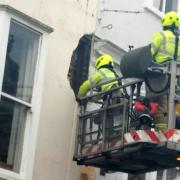 Fire crews deal with an unsafe building in Truro