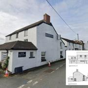 The Fourways Inn at St Minver could be converted into six homes. Image: Google Street View/V&L Architects/Cornwall Council