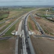 The new Chiverton interchange on the A30 in Cornwall will soon have four lanes of the new dual carriageway carrying traffic,
