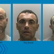 From left to right, Gavin Smale, Paul Amoah and Lee Mitchell, all sentenced at Truro Crown Court today