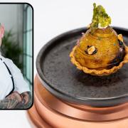 Cornwall chef Ben Palmer (inset) with his winning starter on the Great British Menu