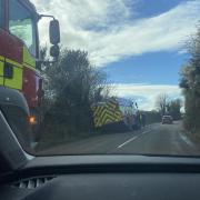 For the third time in two years, a RNAS Culdrose fire engine has become stuck on the Lizard to Helston Road