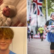 Hayley White participated in the London Marathon in memory of Ezrah Pollard (top left) and for her son who was diagnosed with Group Strep B in 2010