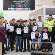 Carpentry students receiving their certificates at Truro and Penwith College with representatives from Screwfix and Bovis Homes (56618922)