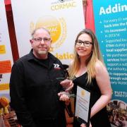 Gemma accepting her award, with Steve Jenkin from sponsor, Euro Tool