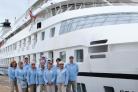 Falmouth Cruise Ship Ambassadors with the Seabourn Pride, the final visitor to Falmouth this season