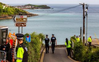 Police in Carbis Bay during the G7 Summit in Cornwall  Picture: SWNS