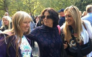 Stephanie (centre) made new friends as queued to see The Queen lying in state.