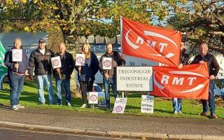 Striking drivers at Tregoniggie Industrial Estate in Falmouth