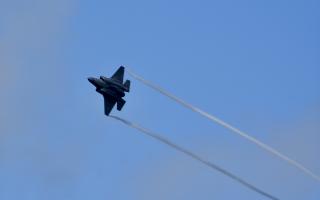 The F35's were flying around Helston on Monday, much to the delight of locals