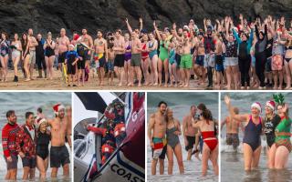 There was a huge turnout for Poldhu Boxing Day Swim