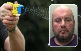 Police tried to Taser Matthew Bradfield (inset) after he rammed vehicles driving home from a wake
